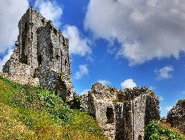 Corfe Castle, ruins on the Dorset coast of England, castle, exterior, corfe, walls, southwest, stone, outdoors, wareham, kingdom, swanage, united, purbeck, little, ruins, historic, great, ancient, tourism, britain, coast, relic, europe, dorset, outdoor